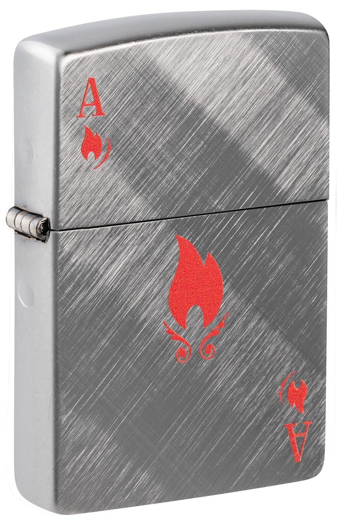 Zippo 48451, зажигалка Ace & Flames, хромированная отделка с диагональным плетением