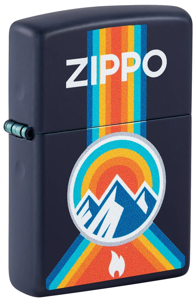 Zippo 48639, дизайн наружного логотипа, темно-синяя матовая зажигалка