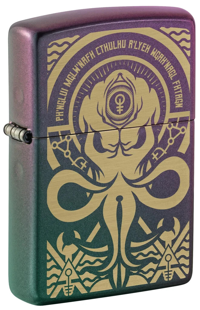 Zippo 48671, Cthulhu Literary Mythos Design, двусторонняя зажигалка с радужной отделкой