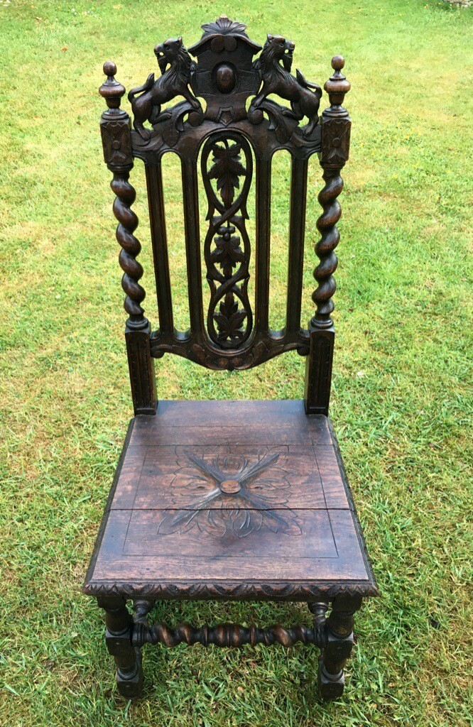 Antique Late 19th Century Victorian Oak Barley Twist Highly Ornate