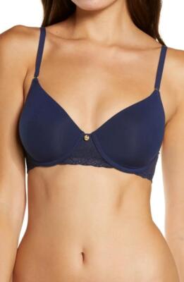 Natori Bliss Perfection Underwire Contour Bra in Midnight Navy Size 34D