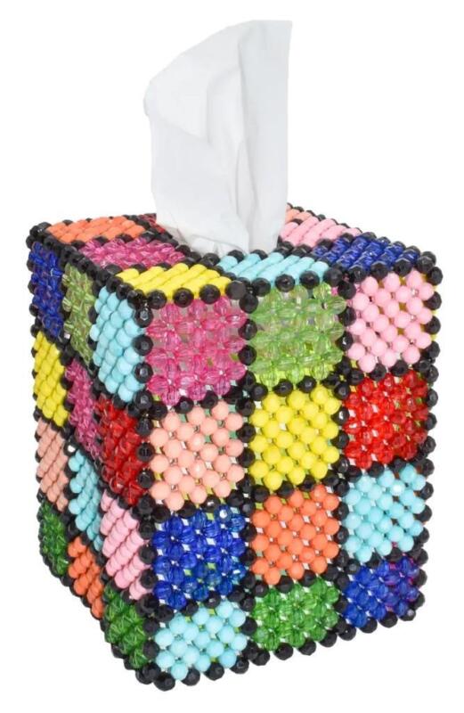 $128 - SUSAN ALEXANDRA Time Square Hand Beaded Tissue Box Cover