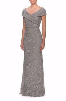 La Femme Portrait Neck Lace Gown- Size 4  (LK# 74A)