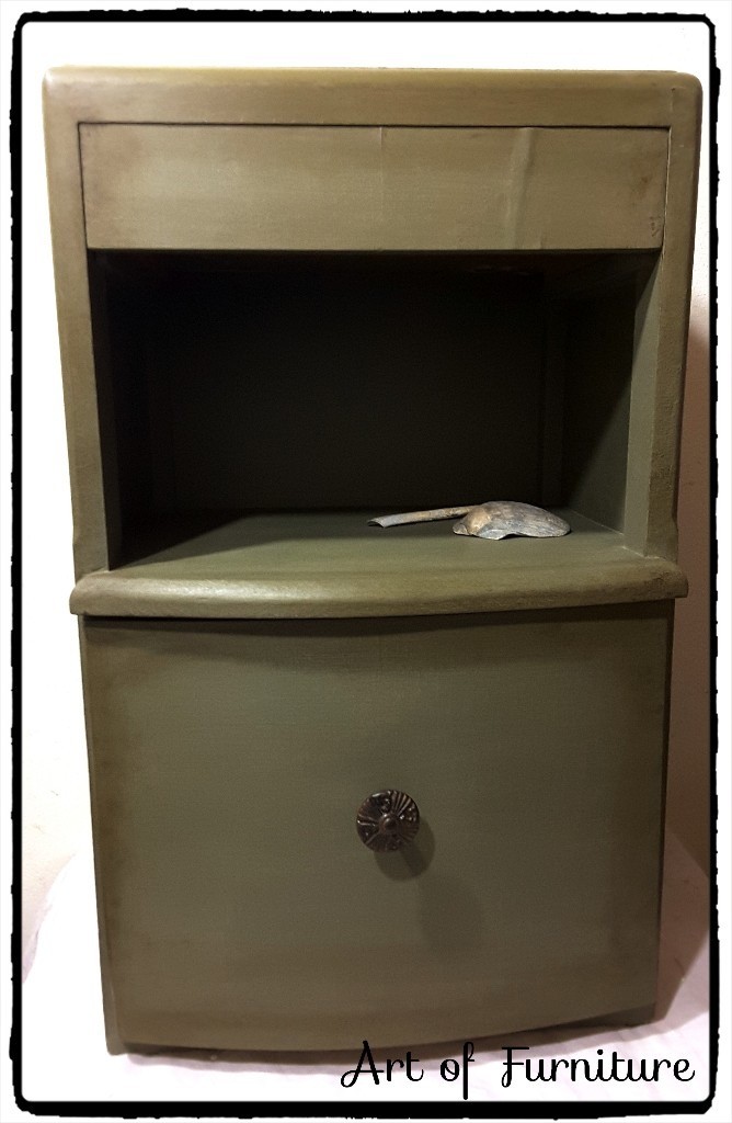 Small Wooden Cabinet Hand Painted in ANNIE SLOAN Olive Chalk Paint | in