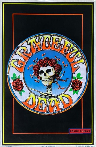 グレイトフルデッド スカル＆ローズ ブラックライトポスター Grateful Dead Skull and Roses Vintage Black Light Poster 23