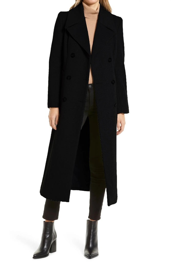 ILEAN Double-Breasted Maxi Wool Coat NWOT $380 Kenneth Cole Wool