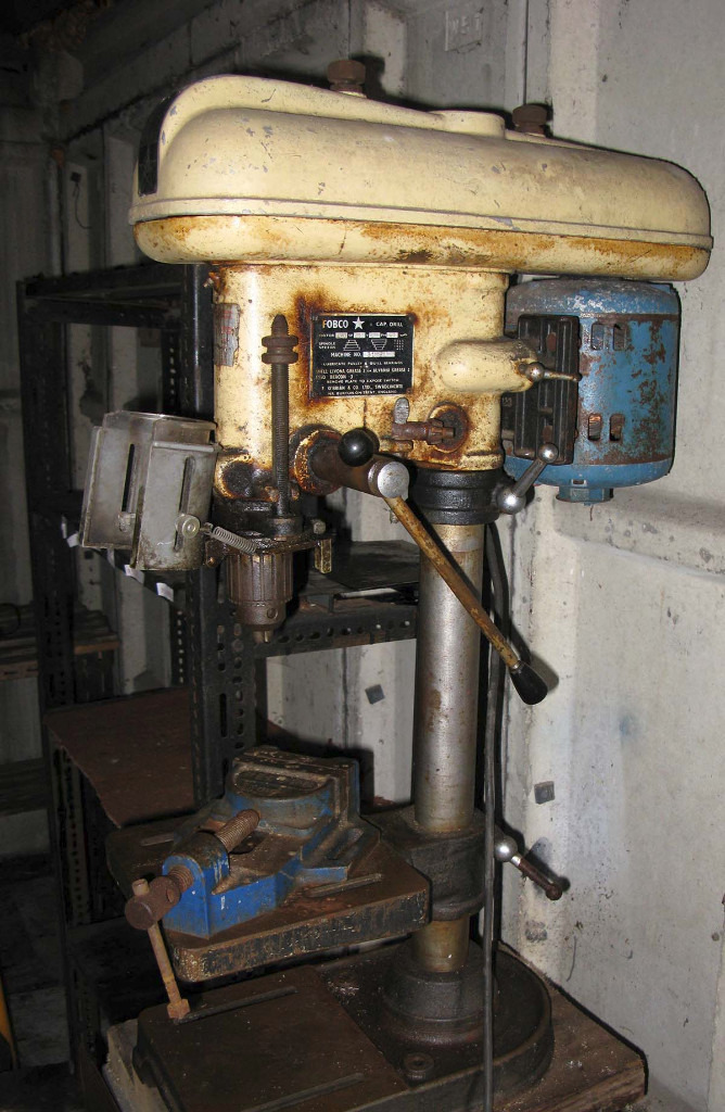 Vintage FOBCO Industrial Bench Pillar Drill with RECORD Vise in