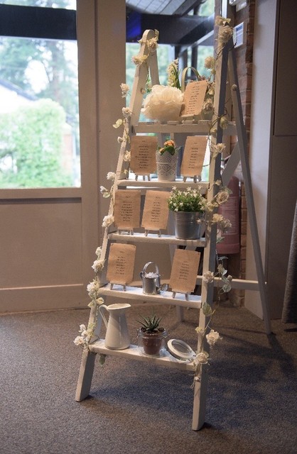Shabby Chic White Wedding Ladders Decoration In Branston