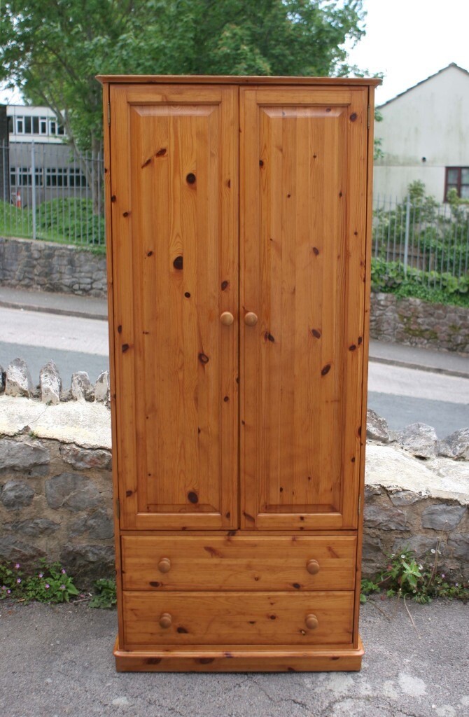 Solid Pine Double Wardrobe With Two Drawers in Torquay, Devon Gumtree