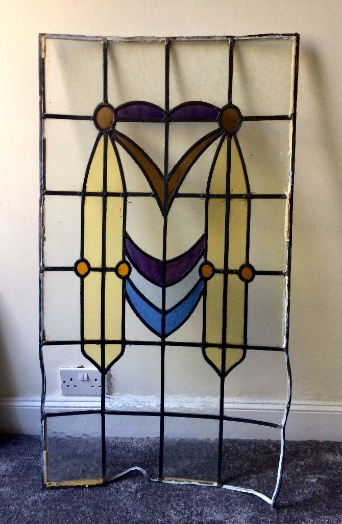 Stained glass panel from traditional tenement door in Southside