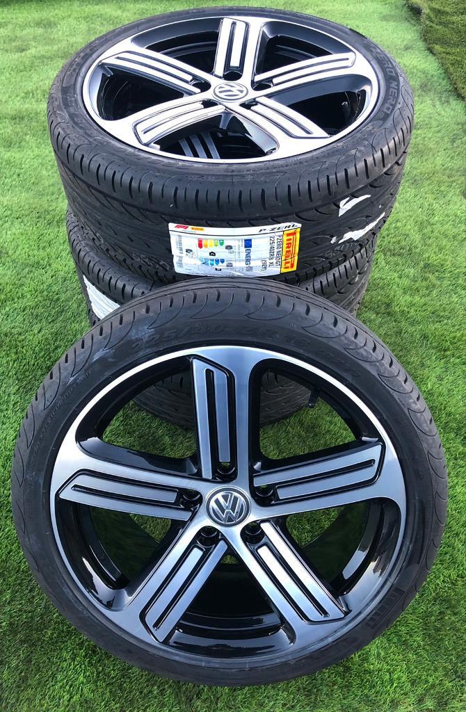 GENUINE VW 18” CADIZ ALLOYS & PIRELLI TYRES VOLKSWAGEN GOLF R WHEELS