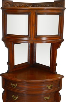 17326 Rare Unusual Victorian Curved Glass Door China Closet