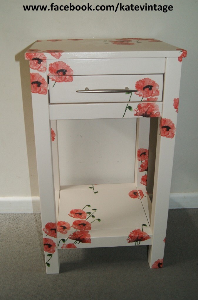 Refurbished decoupaged shabby chic bedside table in Truro, Cornwall