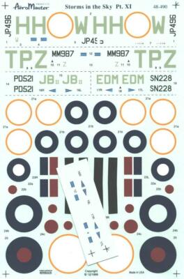 1:48 Storms in the Sky Pt XI Typhoon Tempest AeroMaster Decals Sheet 490