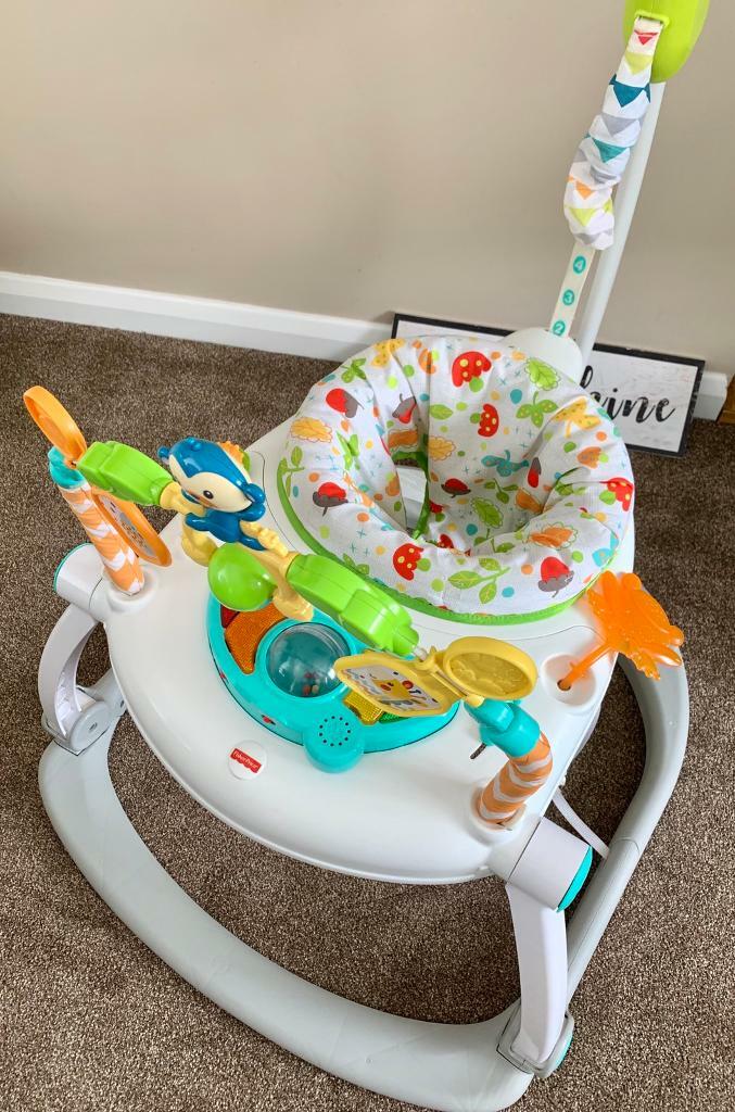Fisher Price Jumperoo 🍭Colourful Baby Space Saving Baby Bouncer
