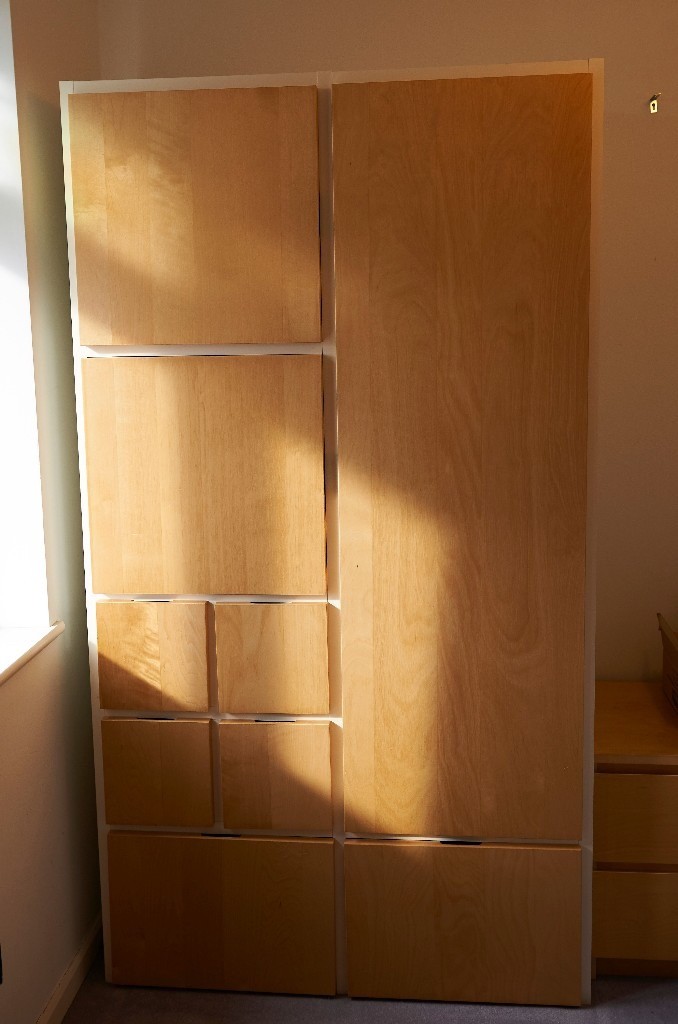 Wardrobe Ikea Takke White With Birch Veneer Doors In Beeston
