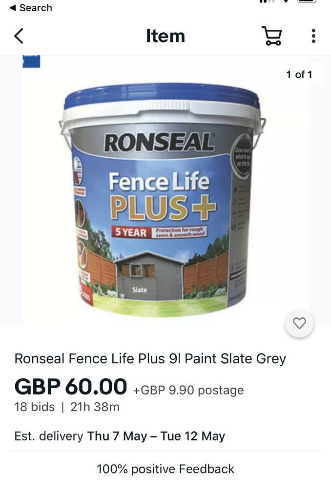 Slate Grey Ronseal 9L fence paint in Hyde, Manchester Gumtree