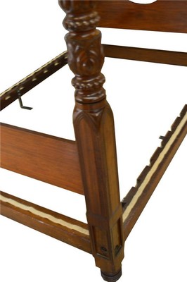 17409 Period Mahogany Carved Canopy Bed – Civil War Era