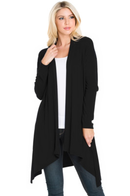 Womens Cardigan Open Front Lightweight Long Sleeve Topper Top Basic S-M-L-XL