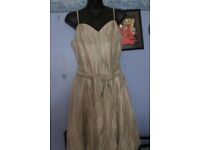VERY BEAUTIFUL GOLD COLOUR STRAPPY PUFFBALL DRESS SIZE 14 BY TEATOS PARTY / WEDDING 