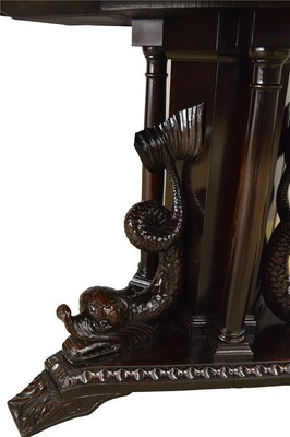 17348 Carved Dolphin Headed Six Sided Dining Table – Fantastic