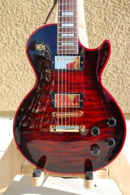 Quilted Maple Top Crimson Red Window Burst Electric Guitar Ebony Fingerboard