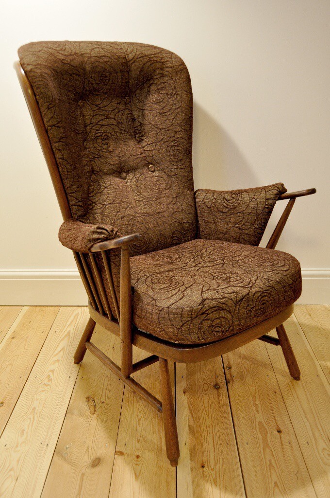 Vintage retro 60's Ercol Evergreen armchair (model 1913) fruitwood