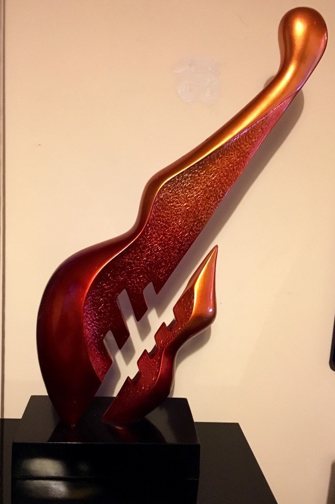 Large Unique Electric Guitar Sculpture On Plinth Display Figurine