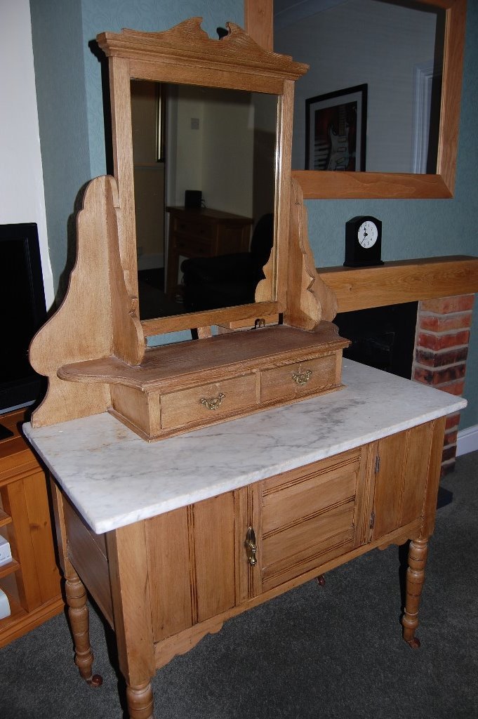 Antique Dressing Table. Marble top . Mirror with drawers. in Torquay