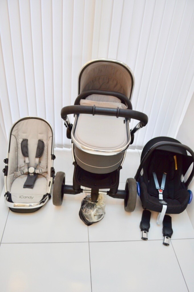 Icandy Peach 2 TRUFFLE (DARK GREY) PRAM PUSHCHAIR CARRYCOT & MAXI COSI