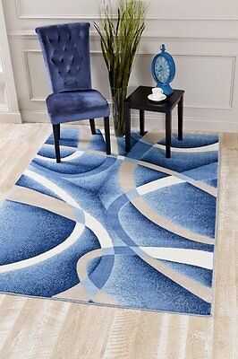 RUGS AREA RUGS 8x10 AREA RUG CARPET MODERN LARGE FLOOR BIG STRIPED BLUE RUGS NEW