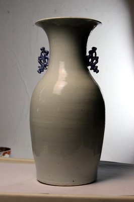 Antique Chinese Blue and White Vase with Bird Qing