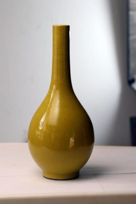 Antique Chinese Yellow Kangxi Bulb Vase