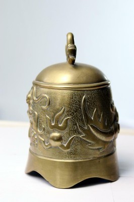 Antique Chinese Brass Bell with Dragon