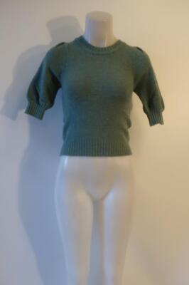 NWT Womens Z Supply Puff Shoulder Short Sleeve Green Sweater XS
