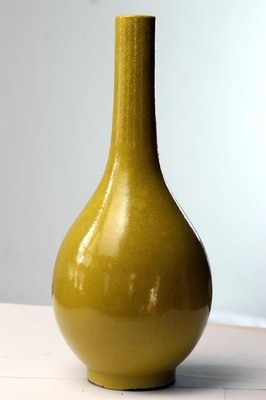 Antique Chinese Yellow Kangxi Bulb Vase
