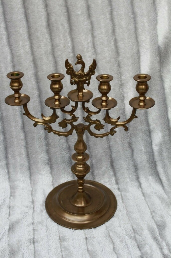 Antique Large Brass Polish Sabbath Judaica Synagogue Candelabra with