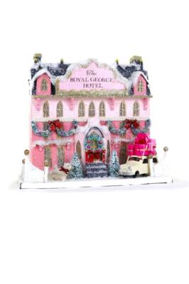 Cody Foster 14'' The Royal George Hotel Pink Hue Stately Christmas Village House