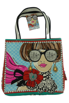 $150 Brighton NEW Sparkle and Shine Large Canvas Tote Bag Tom Clancy Design NWT