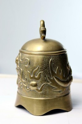 Antique Chinese Brass Bell with Dragon