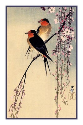 Ohara Shoson Koson Swallows Cherry Blossoms Counted Cross Stitch Chart Pattern