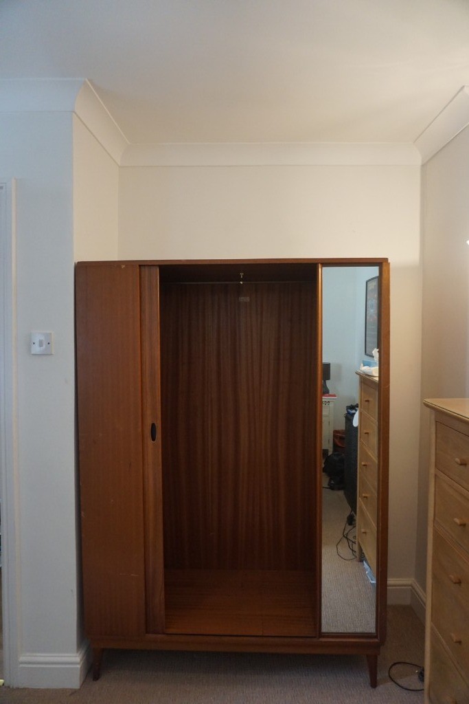 Austinsuite Double Wardrobe 1960s Sliding Tambour Door With Mirror