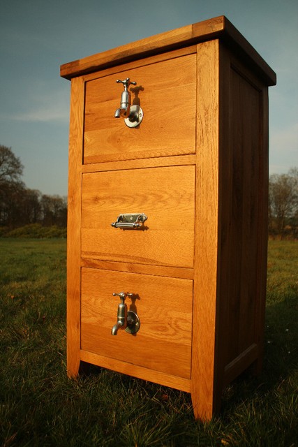 Quirky Solid Oak 3 Drawer Filing Cabinet Chest Of Drawers In West