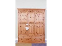 DELIVERY OPTIONS - LARGE PINE FARMHOUSE WARDROBE 2 DRAWERS LOVELY CONDITION