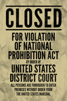 National Prohibition Act Closed Violation Boardwalk Empire style Poster 12x18