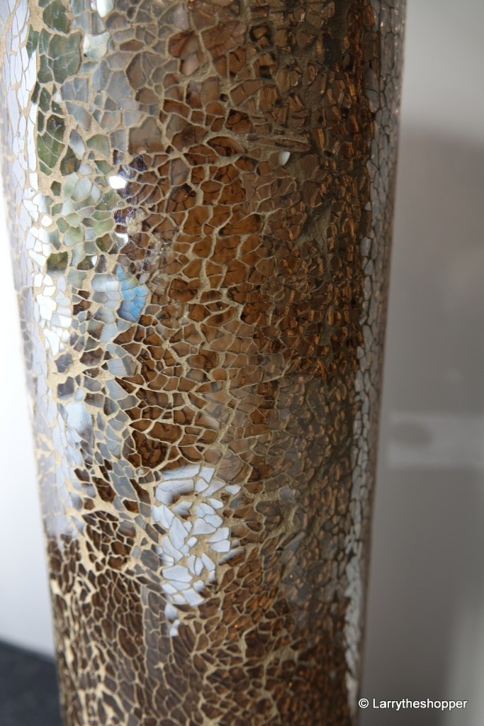 GOLD MOSAIC STYLE CRACKLE EFFECT MIRRORED GLASS TALL FLOOR VASE 45cms