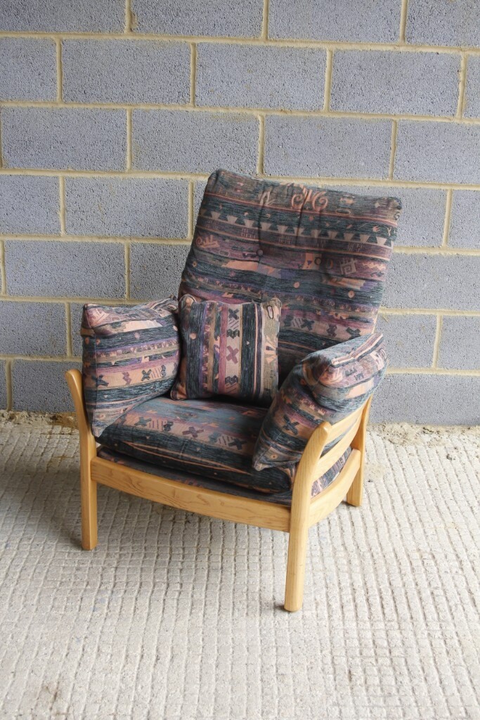 Lovely Vintage Retro Style Ercol Light Elm Saville Easy Chair Armchair