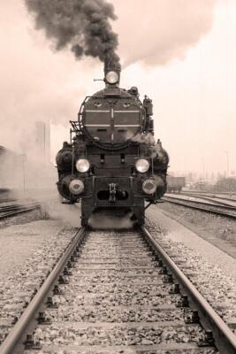 Steam Engine Locomotive Train Black and White Vintage Retro Photo Poster 24x36