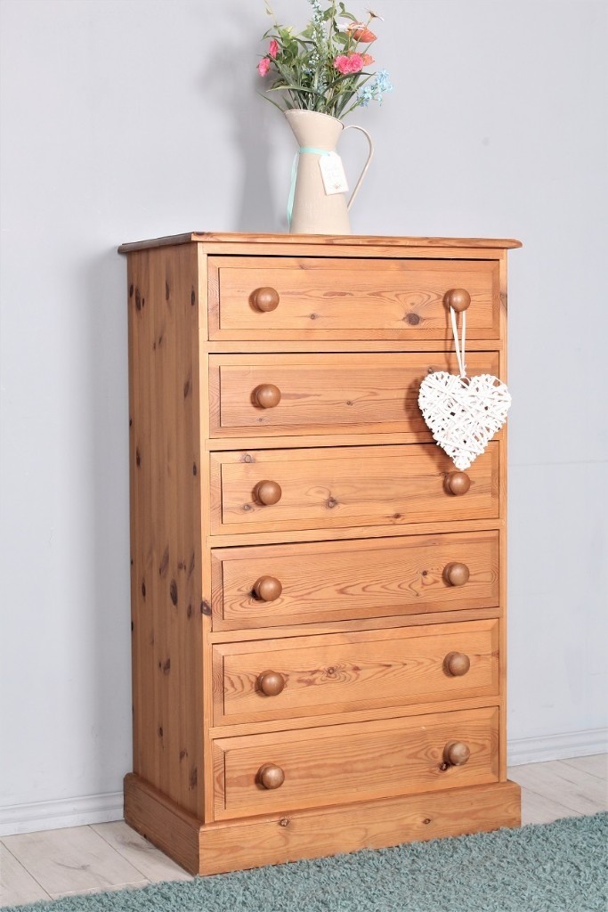 Delivery Options Tall 6 Drawer Solid Pine Chest Of