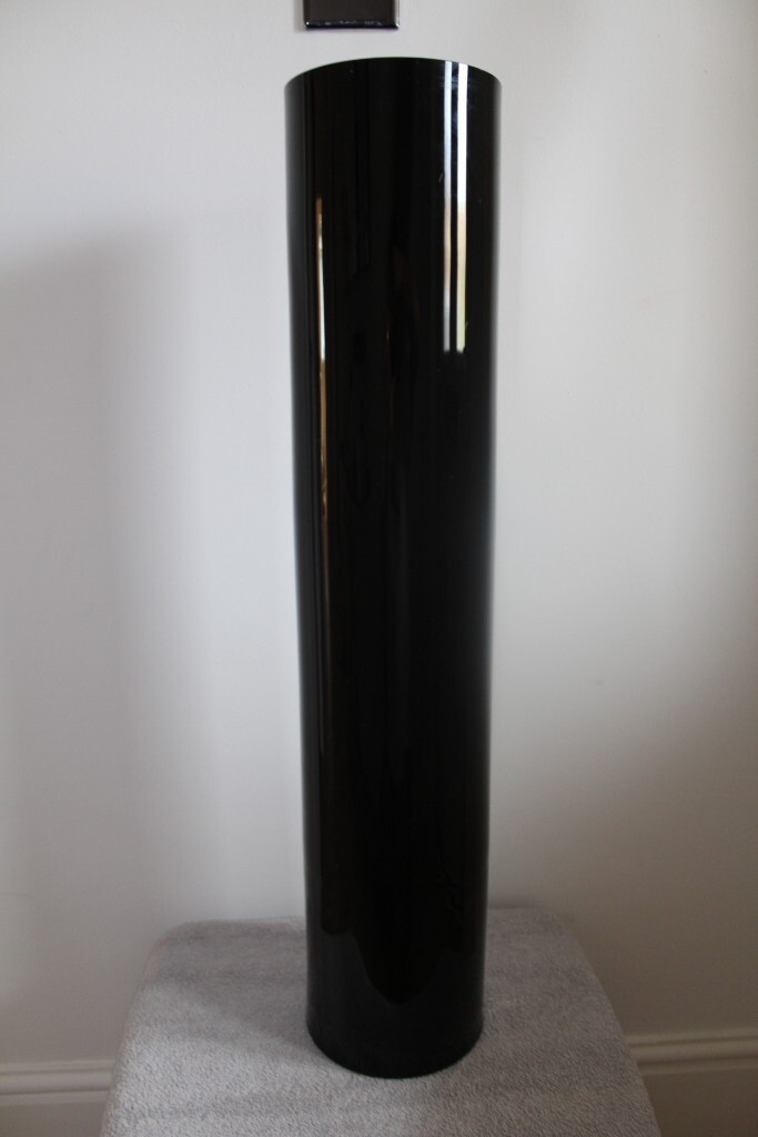Black Glass Contemporary Tall 80cm Cylinder Vase in Southampton